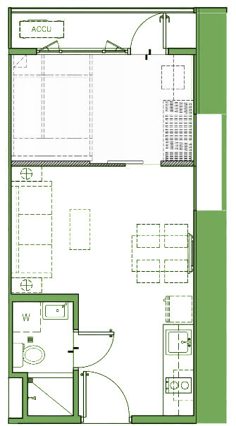 1 Bedroom deluxe unit Floor plan - Mint Residences