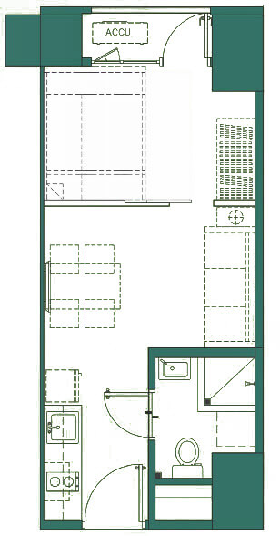 1 Bedroom end unit with balcony Floor plan - Mint Residences
