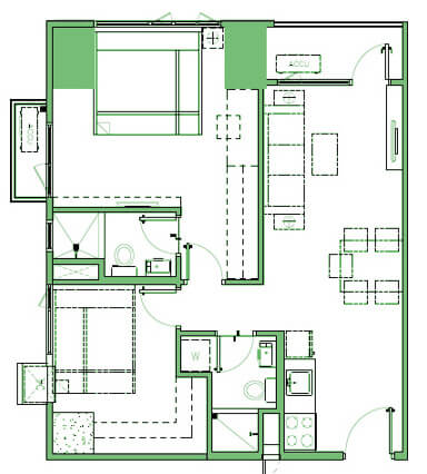 2 Bedroom Floor plan - Mint Residences